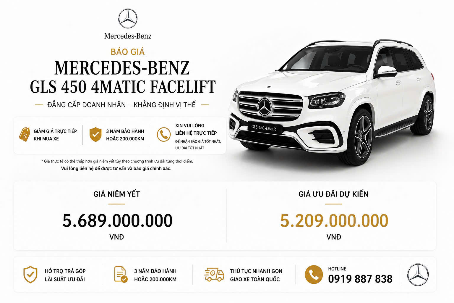 Bảng Giá Xe Mercedes GLS450 Facelift